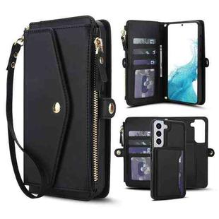 For Samsung Galaxy S22 5G Multifunctional Wallet Detachable Leather Phone Case with Lanyard(Black)