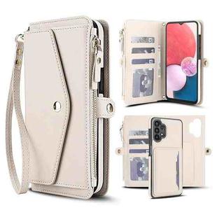 For Samsung Galaxy A13 4G / 5G Multifunctional Wallet Detachable Leather Phone Case with Lanyard(White)