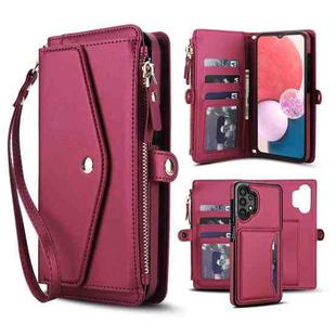 For Samsung Galaxy A13 4G / 5G Multifunctional Wallet Detachable Leather Phone Case with Lanyard(Red)