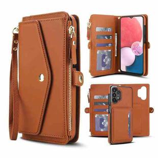For Samsung Galaxy A13 4G / 5G Multifunctional Wallet Detachable Leather Phone Case with Lanyard(Brown)