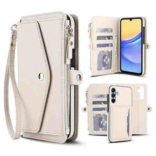 For Samsung Galaxy A35 5G Multifunctional Wallet Detachable Leather Phone Case with Lanyard(White)