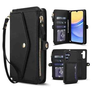 For Samsung Galaxy A56 5G Multifunctional Wallet Detachable Leather Phone Case with Lanyard(Black)
