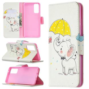 For Samsung Galaxy S20 FE 5G / S20 Lite Colored Drawing Pattern Horizontal Flip Leather Case with Holder & Card Slots & Wallet(Elephant)