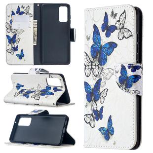 For Samsung Galaxy S20 FE 5G / S20 Lite Colored Drawing Pattern Horizontal Flip Leather Case with Holder & Card Slots & Wallet(Butterflies)