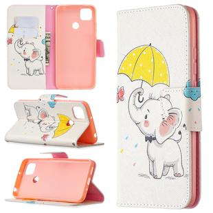 For Xiaomi Redmi 9C Colored Drawing Pattern Horizontal Flip Leather Case with Holder & Card Slots & Wallet(Elephant)