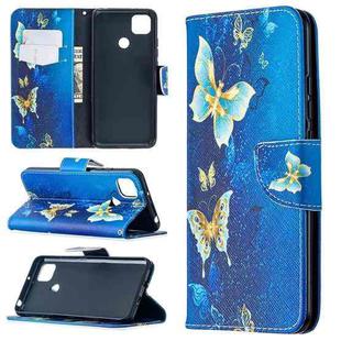 For Xiaomi Redmi 9C Colored Drawing Pattern Horizontal Flip Leather Case with Holder & Card Slots & Wallet(Gold Butterfly)