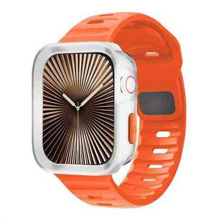 For Apple Watch 40mm / 41mm Wave Texture Reverse Buckle Silicone Watch Band with TPU Case(Orange)