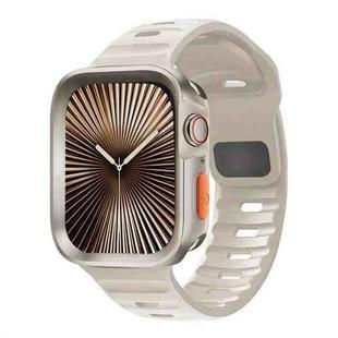 For Apple Watch Ultra 2 / 1 49mm Wave Texture Reverse Buckle Silicone Watch Band with TPU Case(Starlight)