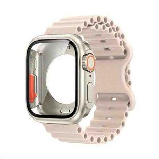 For Apple Watch Series 10 42mm Butterfly Buckle Ocean Silicone Watch Band with Film Integrated PC Case(Starlight)