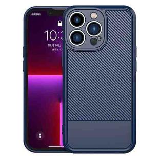 For iPhone 12 Pro Max Carbon Fiber Series Fine Hole TPU Phone Case(Blue)