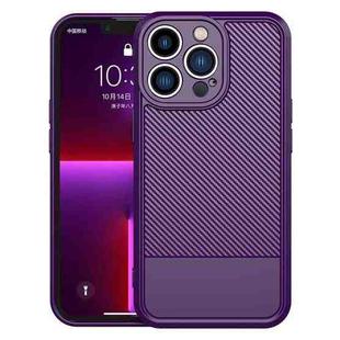 For iPhone 13 Pro Carbon Fiber Series Fine Hole TPU Phone Case(Purple)