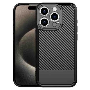 For iPhone 15 Pro Carbon Fiber Series Fine Hole TPU Phone Case(Black)