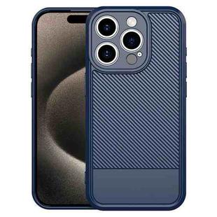 For iPhone 15 Pro Carbon Fiber Series Fine Hole TPU Phone Case(Blue)