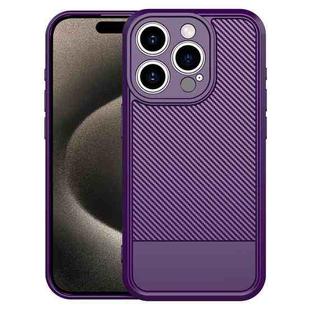 For iPhone 15 Pro Carbon Fiber Series Fine Hole TPU Phone Case(Purple)