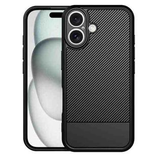For iPhone 16 Carbon Fiber Series Fine Hole TPU Phone Case(Black)