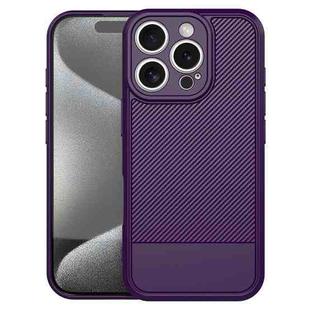 For iPhone 16 Pro Max Carbon Fiber Series Fine Hole TPU Phone Case(Purple)