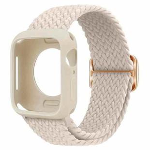 For Apple Watch Series 10 42mm Ladder Buckle Loop Nylon Watch Band with Silicone Case(Starlight)