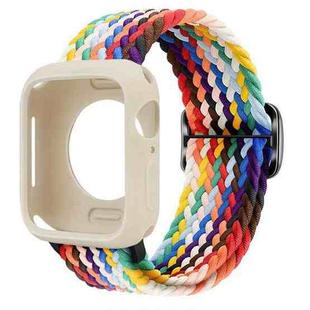 For Apple Watch 44mm / 45mm Ladder Buckle Loop Nylon Watch Band with Silicone Case(Rainbow)