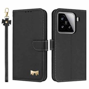 For Xiaomi 15 Metal Bow Leather Phone Case with Hand Strap(Black)