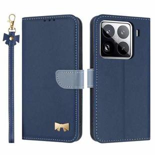 For Xiaomi 15 Pro Metal Bow Leather Phone Case with Hand Strap(Dark Blue)