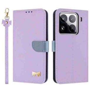 For Xiaomi 15 Pro Metal Bow Leather Phone Case with Hand Strap(Purple)