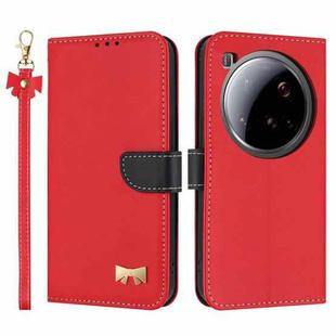 For Xiaomi 15 Ultra Metal Bow Leather Phone Case with Hand Strap(Red)
