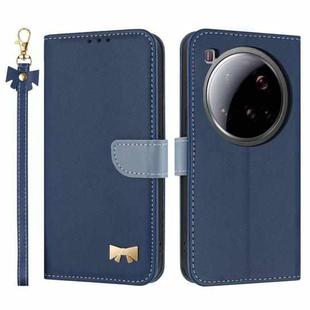 For Xiaomi 15 Ultra Metal Bow Leather Phone Case with Hand Strap(Dark Blue)