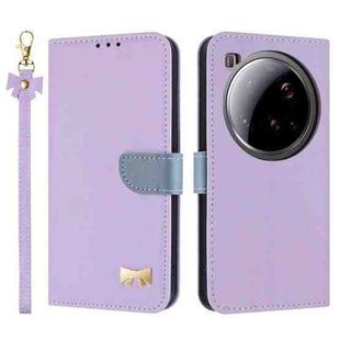 For Xiaomi 15 Ultra Metal Bow Leather Phone Case with Hand Strap(Purple)