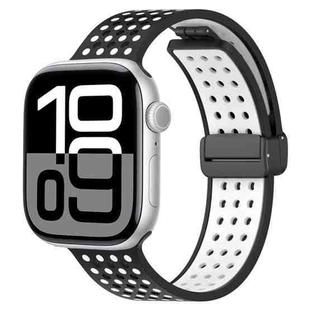 For Apple Watch 42mm / 41mm / 40mm / 38mm Magnetic Buckle Breathable Silicone Watch Band(Black White)