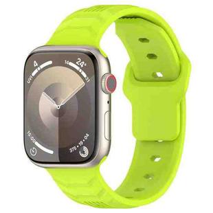 For Apple Watch 46mm / 49mm / 45mm / 44mm Vertical Grain Reverse Buckle Silicone Watch Band(Lime)