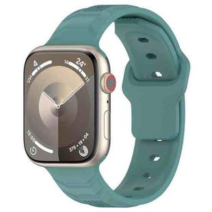 For Apple Watch 46mm / 49mm / 45mm / 44mm Vertical Grain Reverse Buckle Silicone Watch Band(Pine Needle Green)