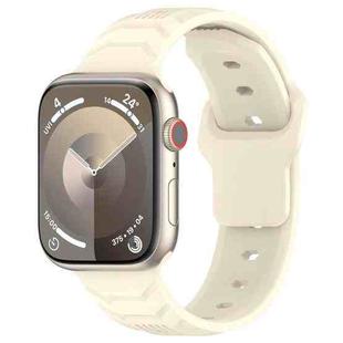 For Apple Watch 46mm / 49mm / 45mm / 44mm Vertical Grain Reverse Buckle Silicone Watch Band(Starlight)