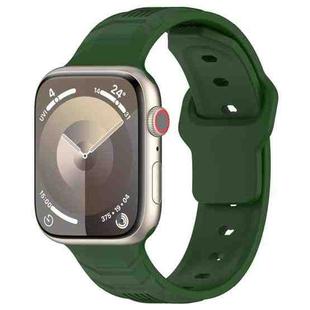 For Apple Watch 42mm / 41mm / 40mm / 38mm Vertical Grain Reverse Buckle Silicone Watch Band(Army Green)