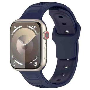 For Apple Watch 42mm / 41mm / 40mm / 38mm Vertical Grain Reverse Buckle Silicone Watch Band(Midnight Color)