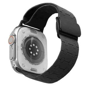 For Apple Watch 42mm / 41mm / 40mm / 38mm Magnetic Buckle Breathable Silicone Watch Band(Black)