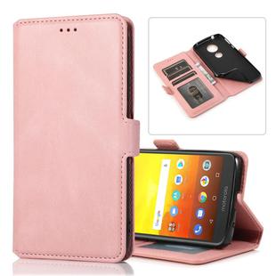 For Motorola Moto E5 Retro Magnetic Closing Clasp Horizontal Flip Leather Case with Holder & Card Slots & Photo Frame & Wallet(Rose Gold)
