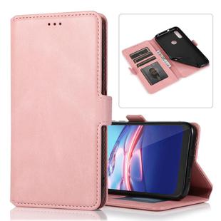 For Motorola Moto E7 Retro Magnetic Closing Clasp Horizontal Flip Leather Case with Holder & Card Slots & Photo Frame & Wallet(Rose Gold)