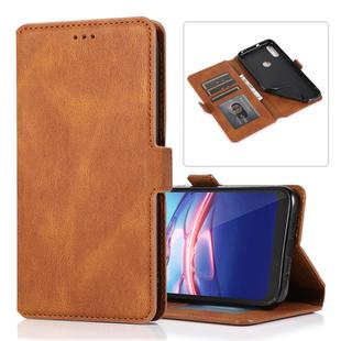 For Motorola Moto E7 Retro Magnetic Closing Clasp Horizontal Flip Leather Case with Holder & Card Slots & Photo Frame & Wallet(Brown)