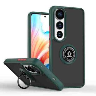 For vivo V50 Lite 5G Q Shadow 1 Series TPU + PC Phone Case with Ring(Dark Green)