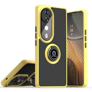 For vivo V40 Q Shadow 1 Series TPU + PC Phone Case with Ring(Yellow)