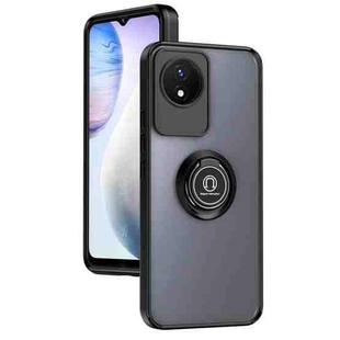 For vivo Y02 4G Q Shadow 1 Series TPU + PC Phone Case with Ring(Black+Black)