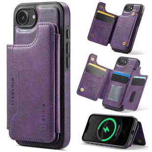 For iPhone 16e DG.MING MAGKING-K3 Series MagSafe RFID Card Bag Detachable Phone Case(Purple)