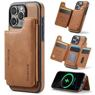 For iPhone 16 Pro Max DG.MING MAGKING-K3 Series MagSafe RFID Card Bag Detachable Phone Case(Brown)