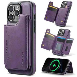 For iPhone 16 Pro Max DG.MING MAGKING-K3 Series MagSafe RFID Card Bag Detachable Phone Case(Purple)