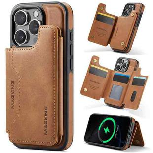 For iPhone 16 Pro DG.MING MAGKING-K3 Series MagSafe RFID Card Bag Detachable Phone Case(Brown)
