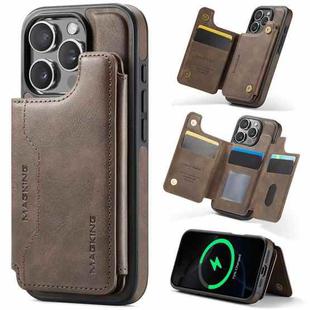For iPhone 16 Pro DG.MING MAGKING-K3 Series MagSafe RFID Card Bag Detachable Phone Case(Coffee)