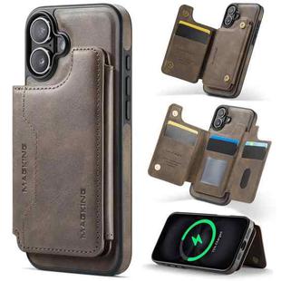 For iPhone 16 Plus DG.MING MAGKING-K3 Series MagSafe RFID Card Bag Detachable Phone Case(Coffee)