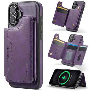 For iPhone 16 Plus DG.MING MAGKING-K3 Series MagSafe RFID Card Bag Detachable Phone Case(Purple)