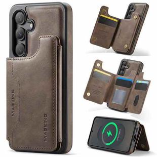 For Samsung Galaxy S25 5G DG.MING MAGKING-K3 Series MagSafe RFID Card Bag Detachable Phone Case(Coffee)
