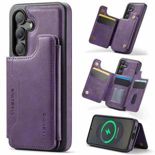 For Samsung Galaxy S25 5G DG.MING MAGKING-K3 Series MagSafe RFID Card Bag Detachable Phone Case(Purple)